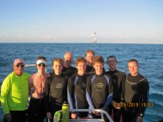 Before the Night Dive, with the Alligator Reef lighthouse in the background